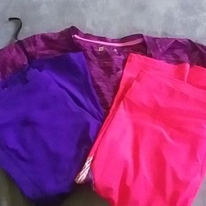 Xersion workout bundle capris L shirt XL pink purp